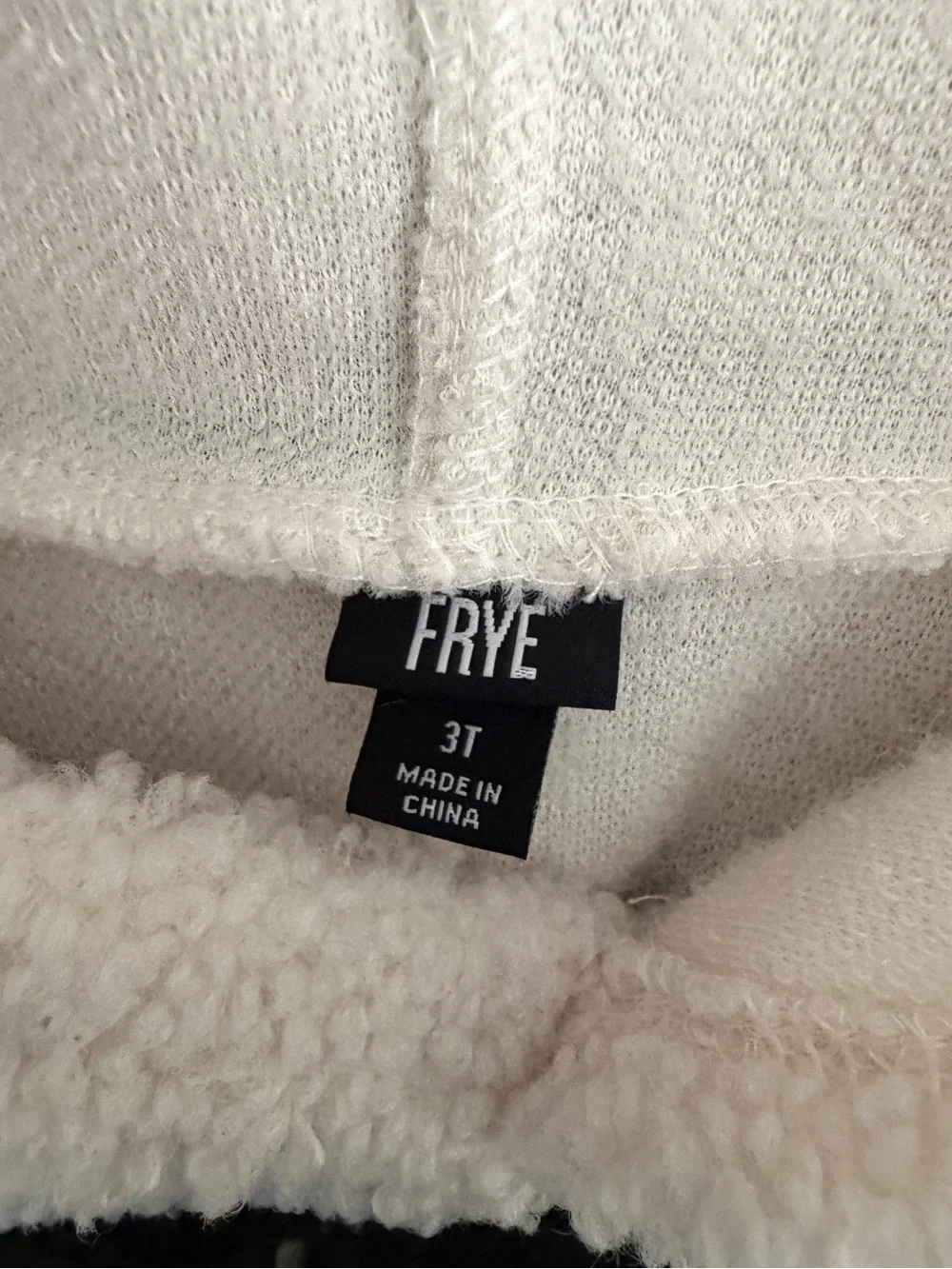 Frye Kids Colorblock Sherpa Fleece Pullover Hoodie Ivory Brown 3T